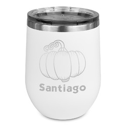 Pumpkins Stemless Stainless Steel Wine Tumbler - White - Double Sided (Personalized)