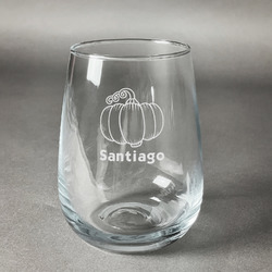 Pumpkins Stemless Wine Glass (Single) (Personalized)