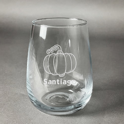 Pumpkins Stemless Wine Glass - Engraved (Personalized)