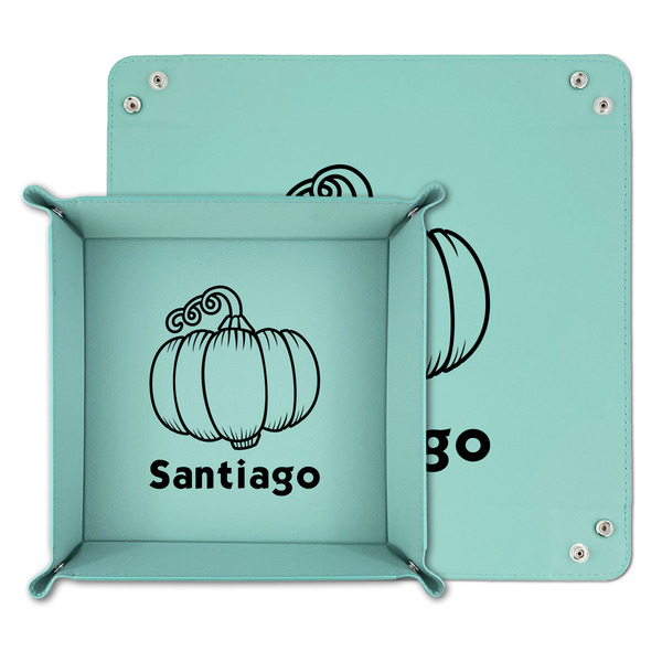 Pumpkins Teal Faux Leather Valet Trays - PARENT MAIN