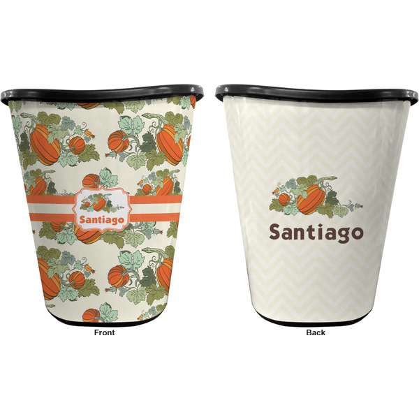 Pumpkins Trash Can Black - Front and Back - Apvl