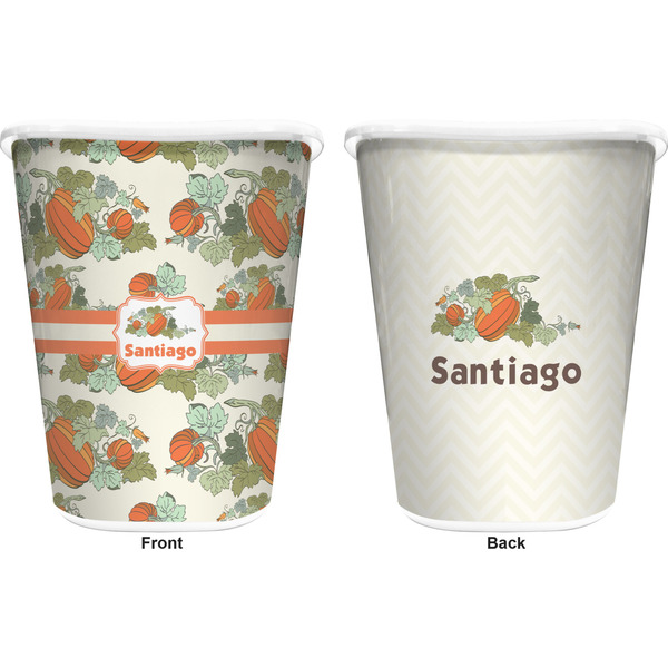 Pumpkins Trash Can White - Front and Back - Apvl