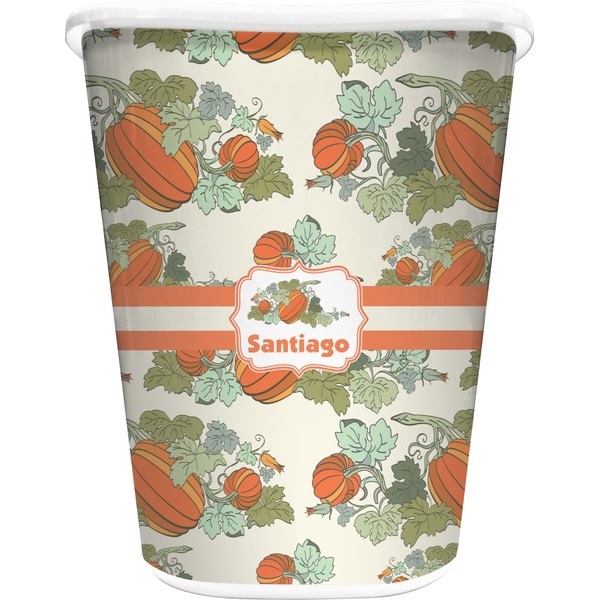 Custom Pumpkins Waste Basket - Single Sided (White) (Personalized)