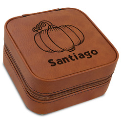 Pumpkins Travel Jewelry Box - Rawhide Leather (Personalized)