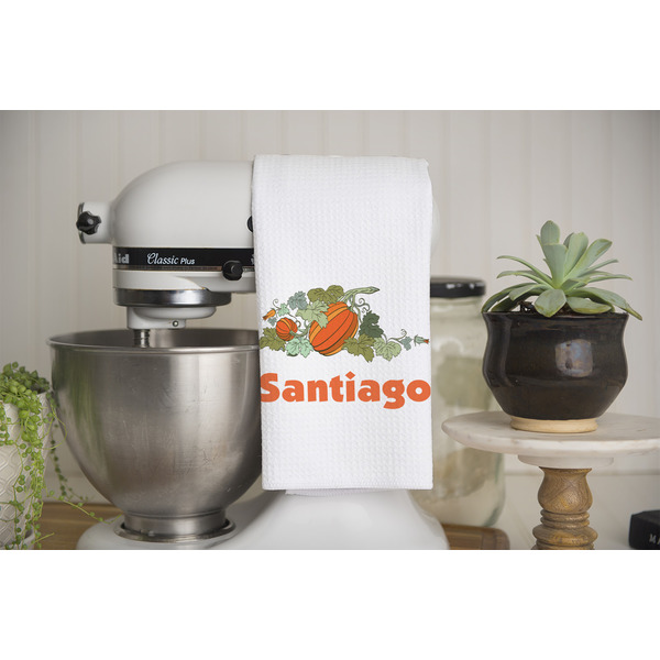 Pumpkins Waffle Weave Towel - Lifestyle - Partial Print