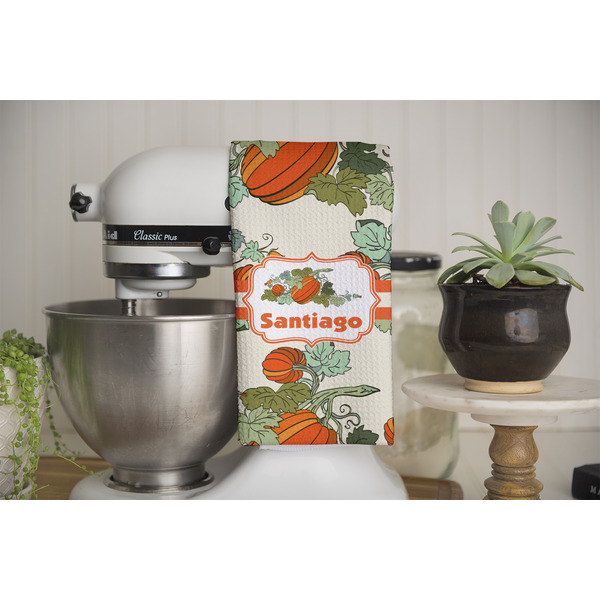 Pumpkins Waffle Weave Towel - Full Color Print - Lifestyle Image