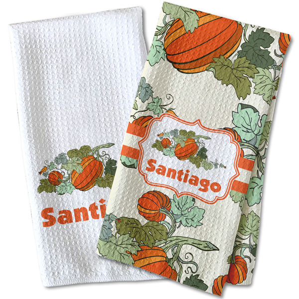 Pumpkins Waffle Weave Towels - Two Print Styles