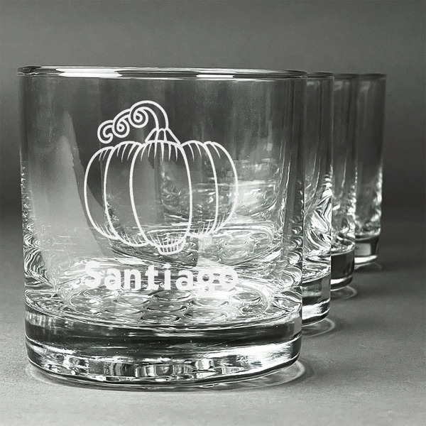 Custom Pumpkins Whiskey Glasses (Set of 4) (Personalized)