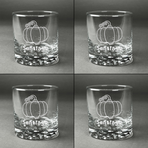 Pumpkins Whiskey Glasses - Set of 4 all Engraved