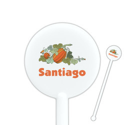 Pumpkins 5.5" Round Plastic Stir Sticks - White - Double Sided (Personalized)