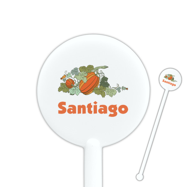 Custom Pumpkins 5.5" Round Plastic Stir Sticks - White - Double Sided (Personalized)