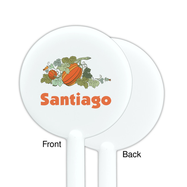 Pumpkins White Plastic 5.5" Stir Stick - Single Sided - Round - Front & Back