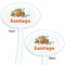 Pumpkins White Plastic 7" Stir Stick - Double Sided - Oval - Front & Back