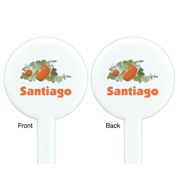Pumpkins White Plastic 7" Stir Stick - Double Sided - Round - Front & Back