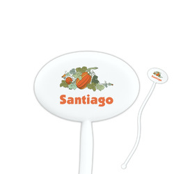 Pumpkins 7" Oval Plastic Stir Sticks - White - Double Sided (Personalized)