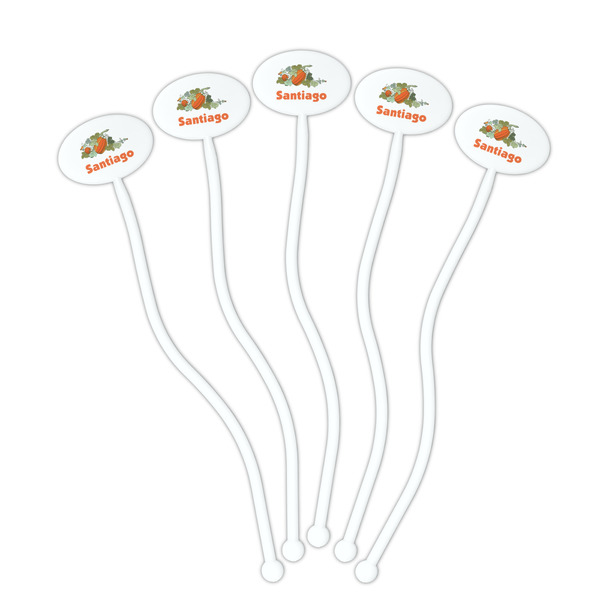 Pumpkins White Plastic 7" Stir Stick - Oval - Fan