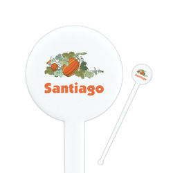 Pumpkins 7" Round Plastic Stir Sticks - White - Double Sided (Personalized)