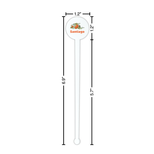 Pumpkins White Plastic 7" Stir Stick - Round - Dimensions