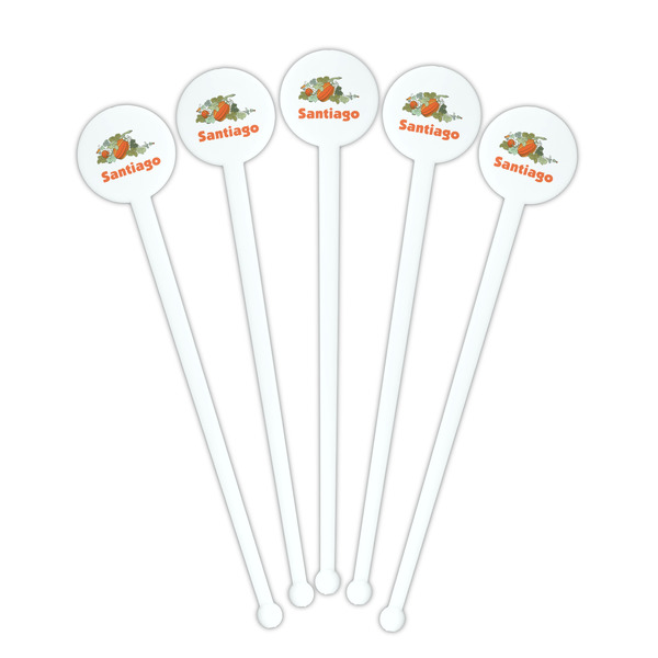 Pumpkins White Plastic 7" Stir Stick - Round - Fan View
