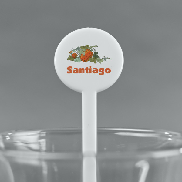 Pumpkins White Plastic 7" Stir Stick - Round - Main