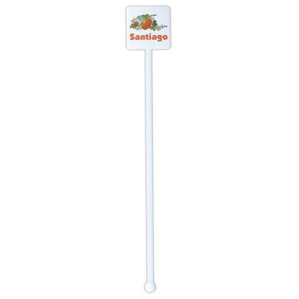 Pumpkins White Plastic Stir Stick - Double Sided - Square - Single Stick