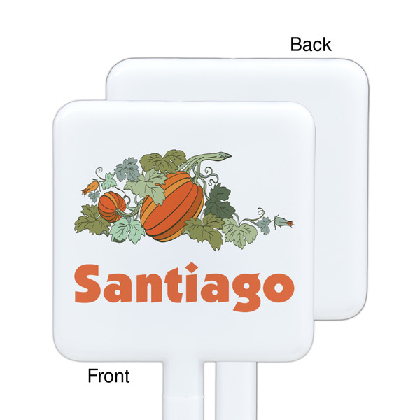 Pumpkins White Plastic Stir Stick - Single Sided - Square - Approval
