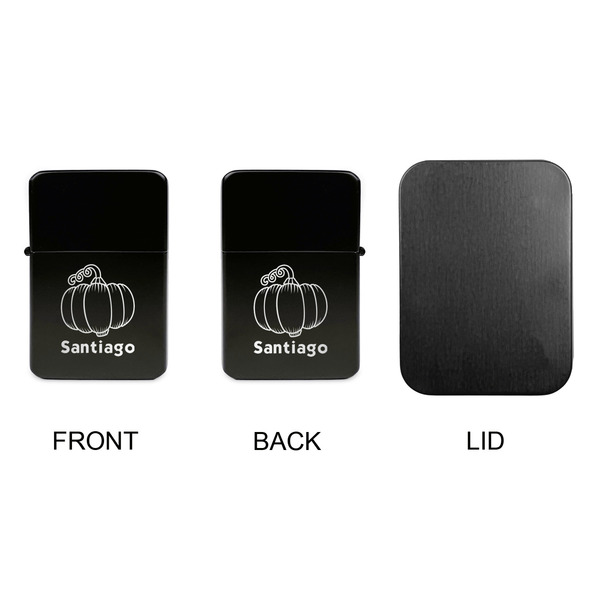 Pumpkins Windproof Lighters - Black, Double Sided, no Lid - APPROVAL