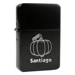 Pumpkins Windproof Lighter - Black - Single Sided & Lid Engraved (Personalized)