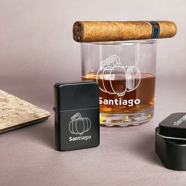 Pumpkins Windproof Lighters - Black - In Context