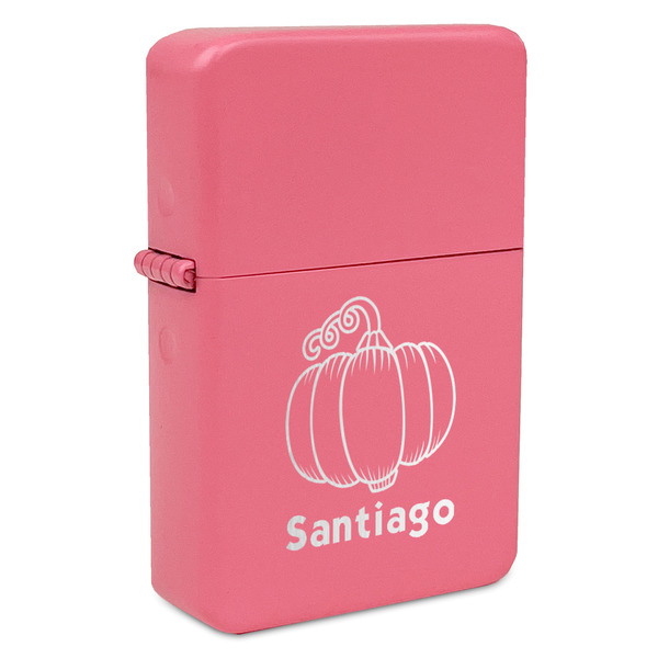 Custom Pumpkins Windproof Lighter - Pink - Single Sided & Lid Engraved (Personalized)