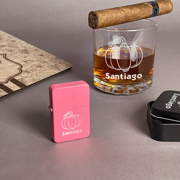 Pumpkins Windproof Lighters - Pink - In Context