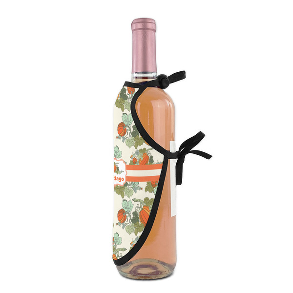 Pumpkins Wine Bottle Apron - DETAIL WITH CLIP ON NECK