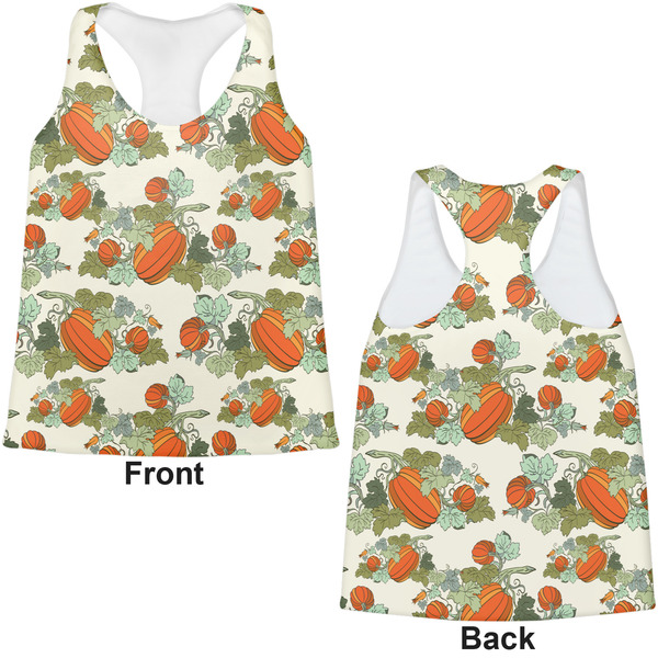 Pumpkins Womens Racerback Tank Tops - Medium - Front and Back