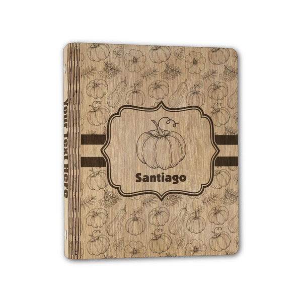 Custom Pumpkins Wood 3-Ring Binder - 1" Half-Letter Size (Personalized)