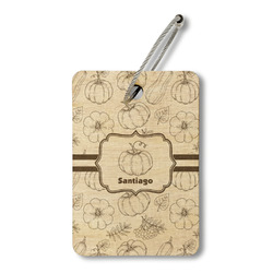 Pumpkins Wood Luggage Tag - Rectangle (Personalized)