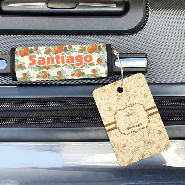 Pumpkins Wood Luggage Tags - Rectangle - Lifestyle
