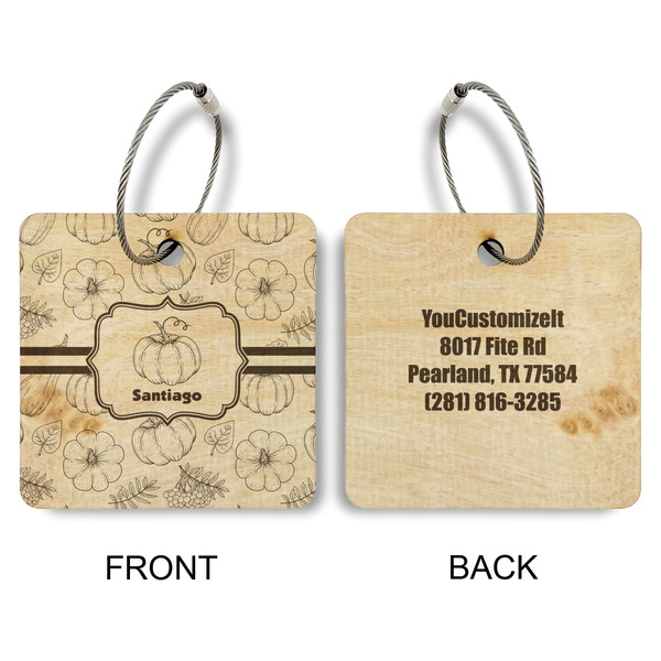 Pumpkins Wood Luggage Tags - Square - Approval