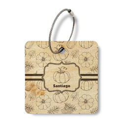 Pumpkins Wood Luggage Tag - Square (Personalized)