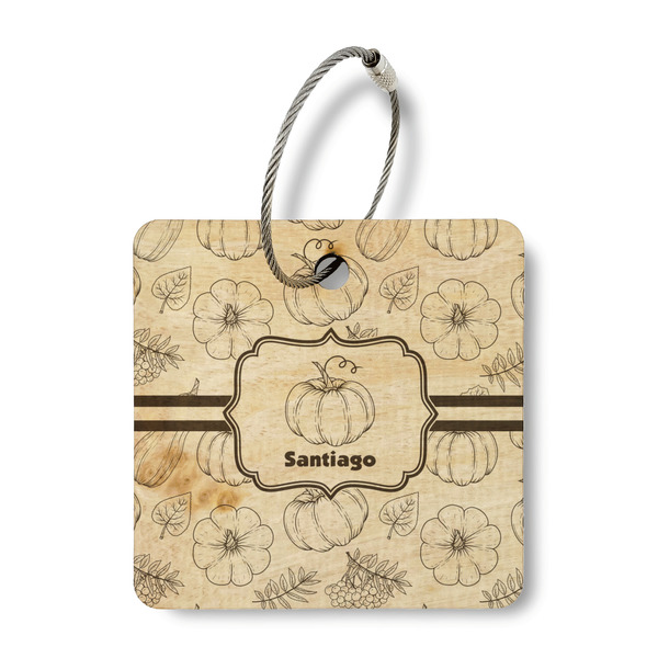 Custom Pumpkins Wood Luggage Tag - Square (Personalized)