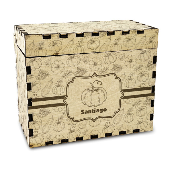 Custom Pumpkins Wood Recipe Box - Laser Engraved (Personalized)