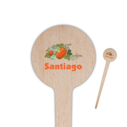 Pumpkins 4" Round Wooden Food Picks - Single Sided (Personalized)