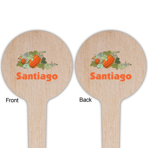 Pumpkins Wooden 4" Food Pick - Round - Double Sided - Front & Back