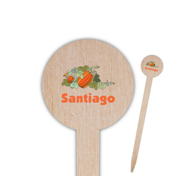 Pumpkins 6" Round Wooden Food Picks - Single Sided (Personalized)