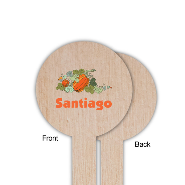 Pumpkins Wooden 6" Food Pick - Round - Single Sided - Front & Back