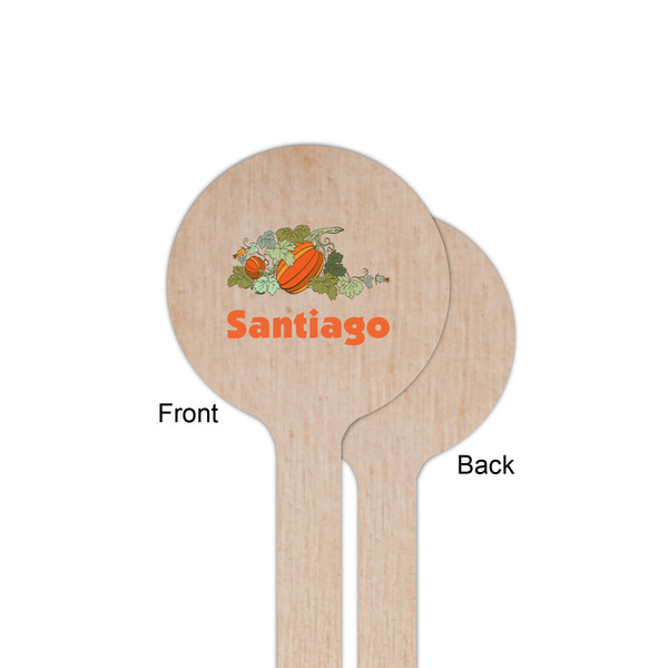 Pumpkins Wooden 6" Stir Stick - Round - Single Sided - Front & Back