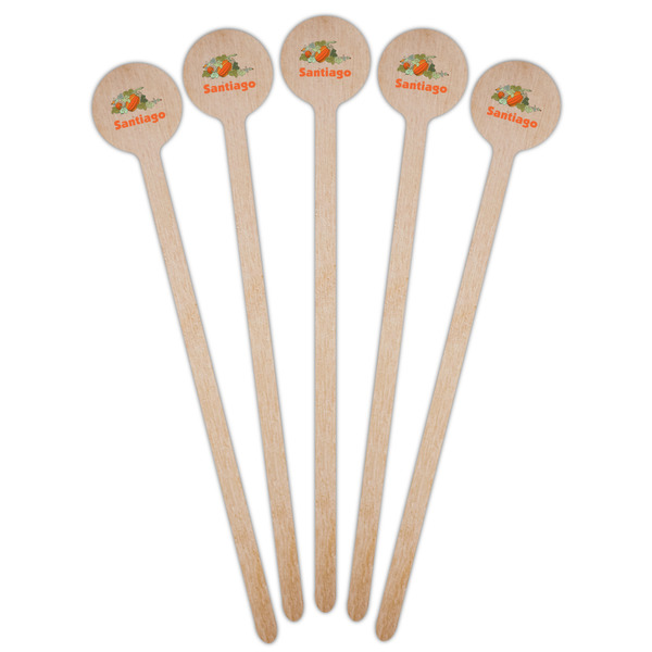 Pumpkins Wooden 7.5" Stir Stick - Round - Fan View