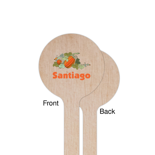 Pumpkins Wooden 7.5" Stir Stick - Round - Single Sided - Front & Back