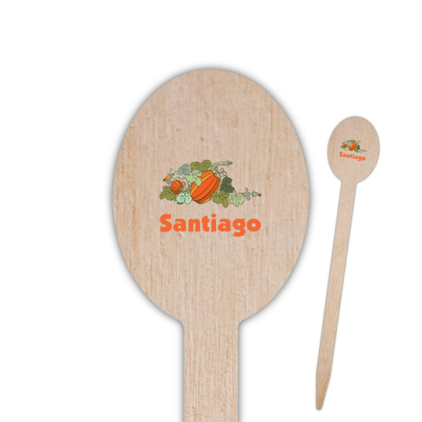 Custom Pumpkins Oval Wooden Food Picks - Single Sided (Personalized)