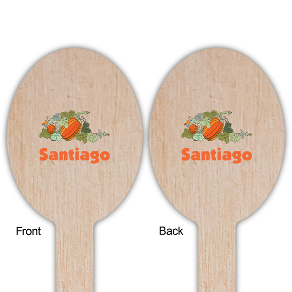 Pumpkins Wooden Food Pick - Oval - Double Sided - Front & Back