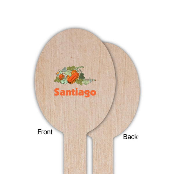 Pumpkins Wooden Food Pick - Oval - Single Sided - Front & Back